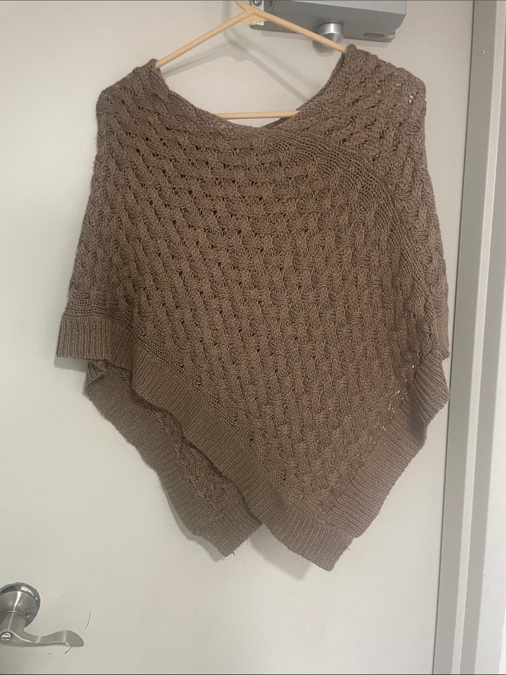 RW&CO. Taupe Cable Knit Poncho
